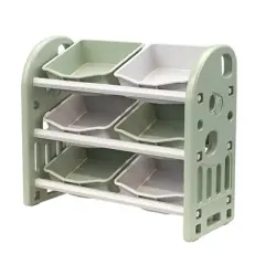 TopComfy Decorative Storage Cabinets Kids Toy Storage Organizer with Bins for Playroom, Green, 30.31"*11.81"*27.56"