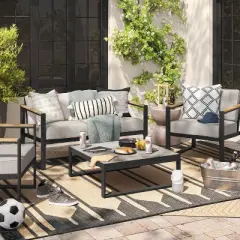 Steel Henning Rust Resistant Outdoor Patio Loveseat Gray - Threshold&trade;