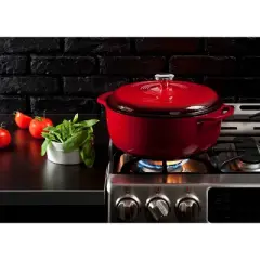 Lodge 7.5qt Cast Iron Enamel Dutch Oven Red: Enameled Cast Iron, Oven-Safe to 500&deg;F, Hand Wash, Rust & Heat Resistant