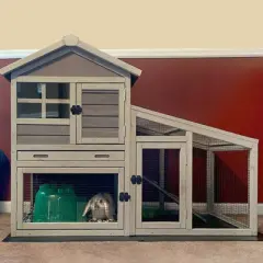 Aivituvin Outdoor and Indoor Rabbit Hutch |Wire Mesh Floor | PVC Layer (Inner Space 9 ft&sup2;)-AIR13-B