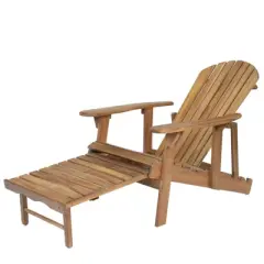 DSVIMOY Adirondack Chair, Folding Outdoor Chair with Extendable leg Rest, Patio Lawn Chair for Outside Garden Backyard, Brown, 60"*29.72"*33.66"