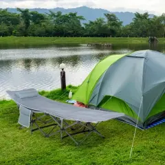 Outsunny Folding Camping Cot Adults, Double Layer Heavy Duty Sleeping Cots with Carry Bag, Portable Outdoor Lightweight Cot Bed