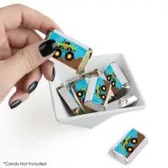 Big Dot of Happiness Smash and Crash - Monster Truck - Mini Candy Bar Wrapper Stickers - Boy Birthday Party Small Favors - 40 Count