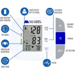 MABIS Universal Talking Blood Pressure Monitor, Upper Arm, Irregular Heartbeat Detection, 396-Reading Memory Storage for 4 User Profiles, FSA & HSA