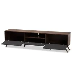 Naoki Wood TV Stand for TVs up to 75" Gray/Walnut - Baxton Studio