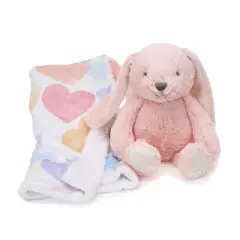 Bedtime Originals Pink Plush Bunny & Hearts Baby Blanket Gift Set