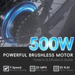 Garvee 26 Inch Electric Bike for Adults Mountain Electric Bicycle 7 Speed Ebike for Men Women, Dark Gray