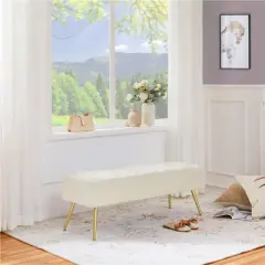 Yaheetech Modern Upholstered Button-Tufted Ottoman Footstool Bench for Bedroom