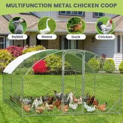 Chicken Coop, Large Chicken Run 9.8x13.1x6.5Ft - Metal Walk-in Cage with Cover, Outdoor Shelter for Ducks, Rabbits, Backyard Farm