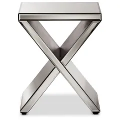 Morris Modern and Contemporary Hollywood Regency Glamour Style Accent Side Table - Silver - Baxton Studio