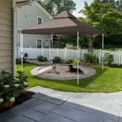 Yescom 8x8Ft 2-Tier Gazebo Top Replacement UV30+ for 2 Tier Outdoor Patio Canopy Cover Party Backyard Garden Coffee Tan