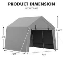 Outdoor Storage Shed, Portable Garage with Roll-up Door, Outdoor Heavy-Duty Motorcycle Storage Tent, UV-Resistant Waterproof Carport