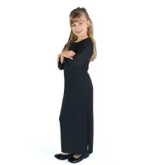 24seven Comfort Apparel Girls Long Sleeve Side Slit Maxi Dress Solid Color