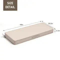 Pellebant Patio Bench Cushion with Ties Water Resistant Fabric Durable Thicken Memory Foam for Loveseat Couch Porch Swing