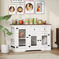 Famapy Large White Wooden Pet Hutch for Small Animals - Ample - Space Rabbit House