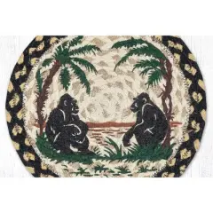 Earth Rugs Gorilla Silhouettes Printed Round Jute Trivet &ndash; 10" Wildlife-Inspired Heat-Resistant Eco-Friendly Braided Table Accent