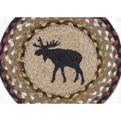 Earth Rugs Black Moose Round Braided Jute Trivet &ndash; Hand-Stenciled 10"x10" Rustic Hot Pad