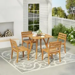 Christopher Knight Home Wren Outdoor 5 Pieces Acacia Wood Dining Set, Teak