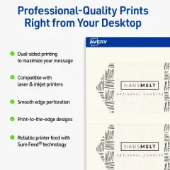 Avery Printable Geo Business Cards, Sure Feed Technology, 2" x 3-1/2", Matte Ivory Cardstock, Print-to-The-Edge, Laser/Inkjet Printable, 80 Total