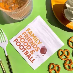 Big Dot of Happiness Family Friends Food and Football Party Napkins, Friendsgiving Party Decor, White 3-Ply Paper Luncheon Dinner Napkins - 24 Count