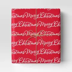 40" 220 sq ft Christmas Roll Wrap Merry Christmas on Red - Wondershop&trade;