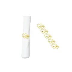 C&F Home Valentine's Day Gold Heart Napkin Rings Set of 6