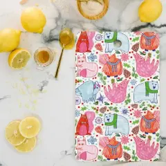 H Miller Ink Illustration Winter Forest Woodland Animals Cutting Board - Rectangle