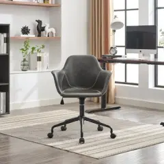 Executive Office Chair with Fixed Arms and Reclining Back for Home Office -3irtyhousy
