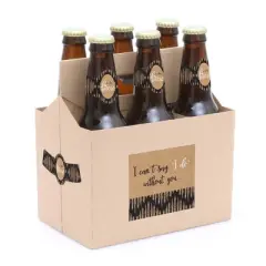 Big Dot of Happiness Rustic Kraft - Will You Be My Bridesmaid Decorations for Women - 6 Beer Bottle Label Stickers and 1 Carrier