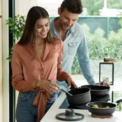 BergHOFF Stone 11Pc Non-stick Cookware Set With Glass Lids