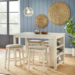 5pc Tobias Counter Height Dining Set Antique White - Lifestorey