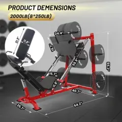 COZONY Adjustable Leg Press Machine for Home Gym with Calf Block & Plate Storage, Heavy-Duty Lower Body Workout Equipment