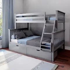 Max & Lily Twin over Full Bunk Bed with Under Bed Storage Drawers