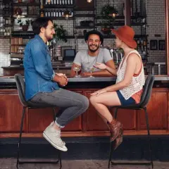 FERPIT Modern Upholstered Faux Leather Bar Stools with Metal Frame 2 Pack