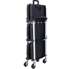 3 Layers Cart Fold Up Rolling Cart Service Trolley for Office Warehouse 50 Pounds Load Capacity Per Shelf