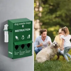 VEVOR Dog Poop Bag Dispenser with Hand Wash Bottle, Lockable Outdoor Dog Waste Bag Holder with 600 Waste Bags, Stake, Pole, Fence, Green