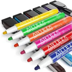 Arteza Dry Erase Markers, Magnetic Eraser Caps for School - 24 Pack