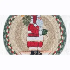 Earth Rugs Santa Round Trivet &ndash; Rustic Holiday Kitchen Hot Pad 10"x10"