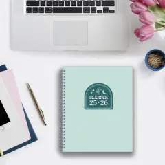 Blue Sky 7"x9" 2025-2026 Weekly/Monthly Wirebound Planner Clear Cover Mushroom Green