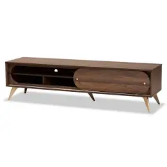 Dena Wood and Gold TV Stand for TVs up to 60" Walnut - Baxton Studio