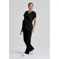 Grey's Anatomy by Barco Classic Women's Lilah 2-Pocket Mock Wrap Maternity Scrub Top