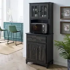 Microwave Storage Stand with Double Door Charcoal - Home Source