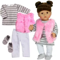 Sophia&rsquo;s 4 Piece Winter Outfit with Shoes Set for 15'' Dolls, Pink/Gray