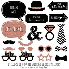 Big Dot of Happiness Rose Gold Bridal Shower - Photo Booth Props Kit - 20 Count