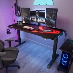 Gaming Standing Desk with RGB Lighting,65" W x 27.5" D x 29'' - 48.5" H