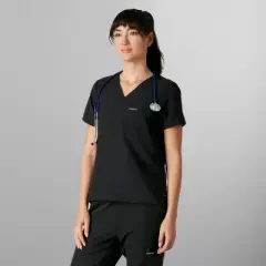 Members Only Bari Women's V-Neck Single Pocket Scrub Top