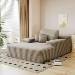 68" x 51" Oversized Upholstered Sofa Bed Fluffy Plush Faux Fur Cloud Sofas Couches for Living Room Camel
