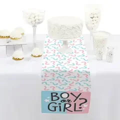 Big Dot of Happiness Baby Gender Reveal - Petite Team Boy or Girl Party Paper Table Runner - 12 x 60 inches
