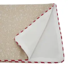 16" X 72" Foil Print Candy Cane Piping Runner Silver - SARO Lifestyle: Traditional Holiday Table Decor, Fits 36" to 48" Tables