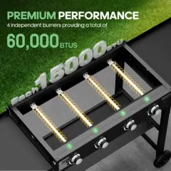 SKONYON 4-Burner Gas Grill  60000 BTU Propane Griddle with Side Board